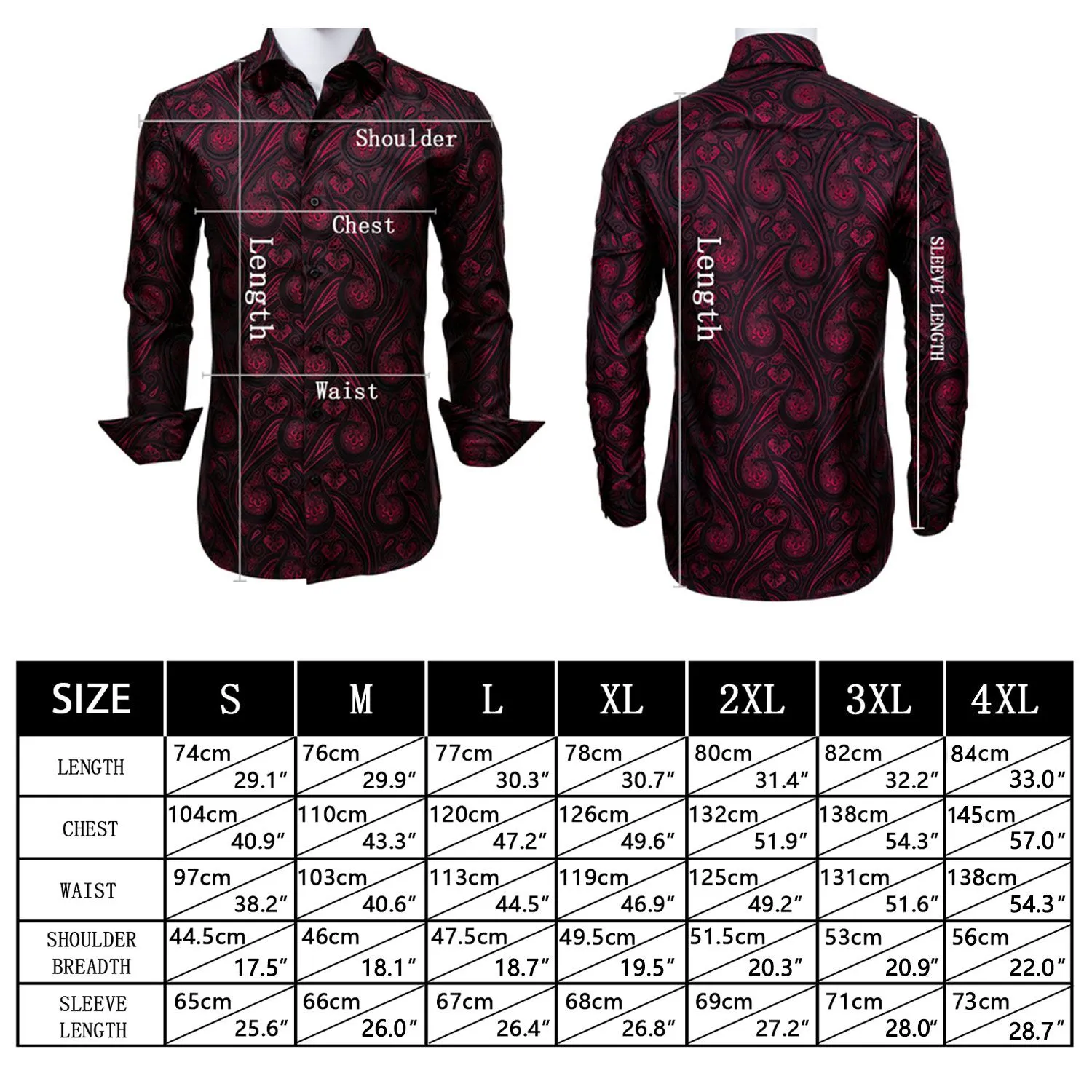 Classic Pure Silver Paisley Silk Men's Casual Business Long Sleeve Shirt