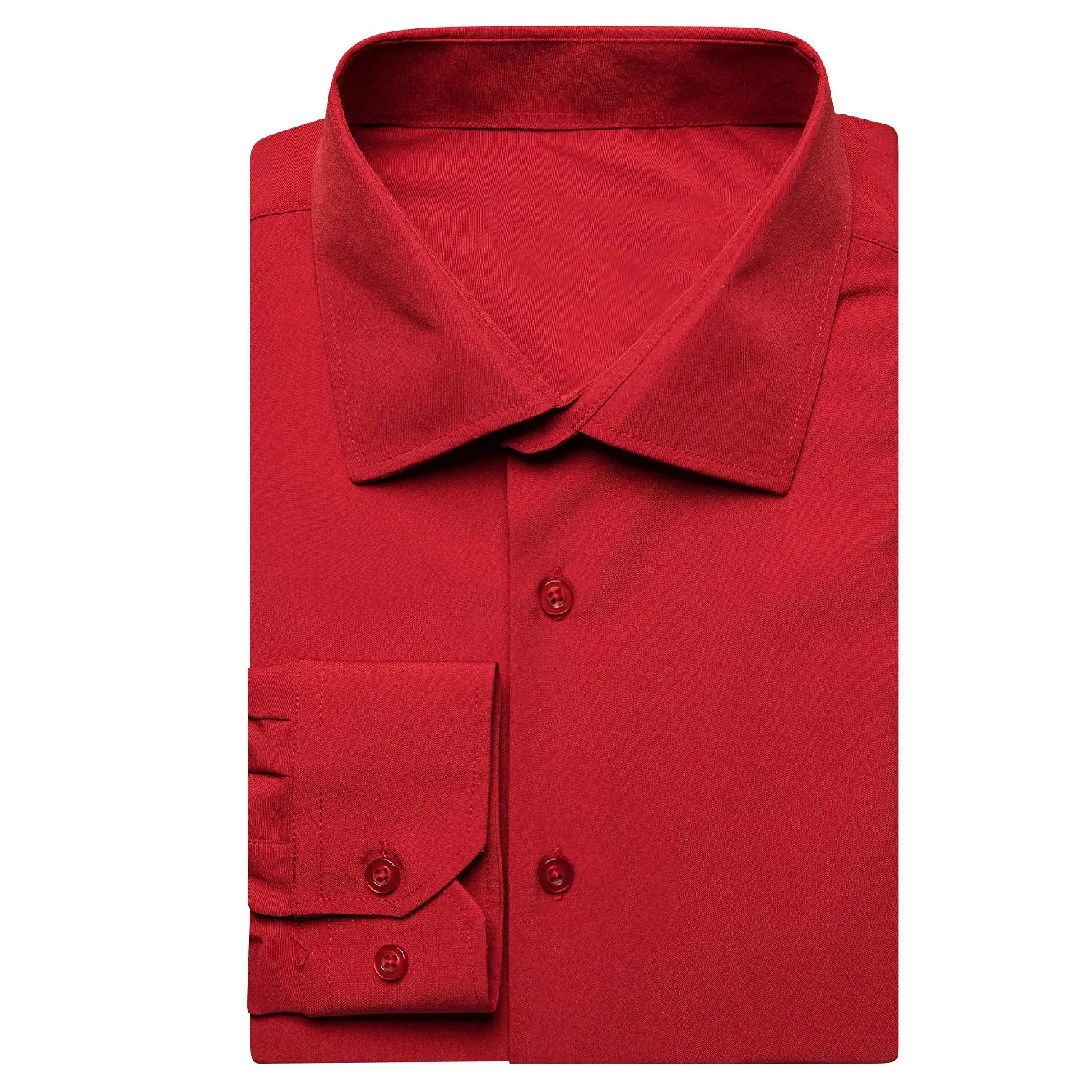 Classic Red Solid Men's Long Sleeve Business Shirt