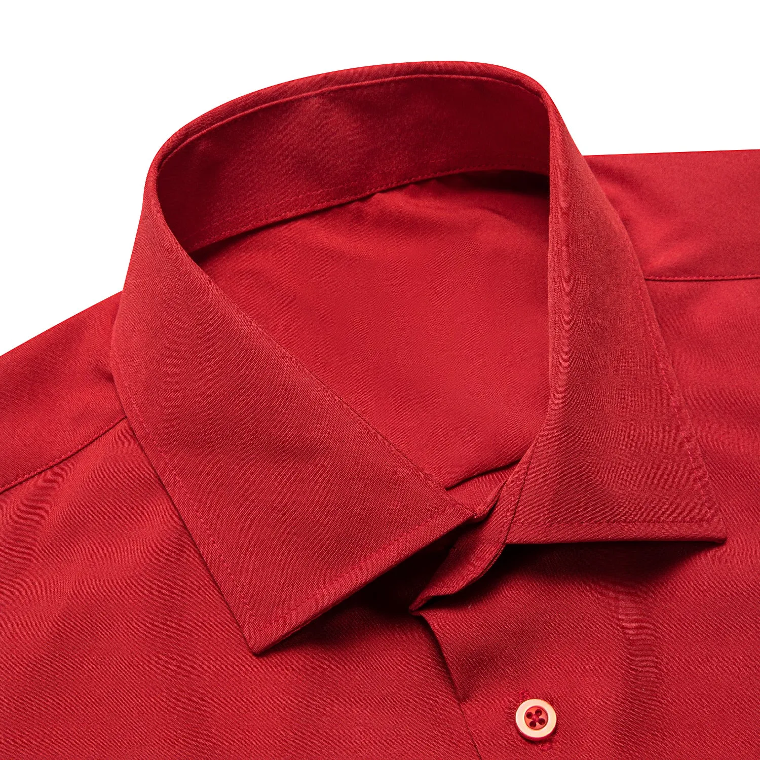 Classic Red Solid Men's Long Sleeve Business Shirt