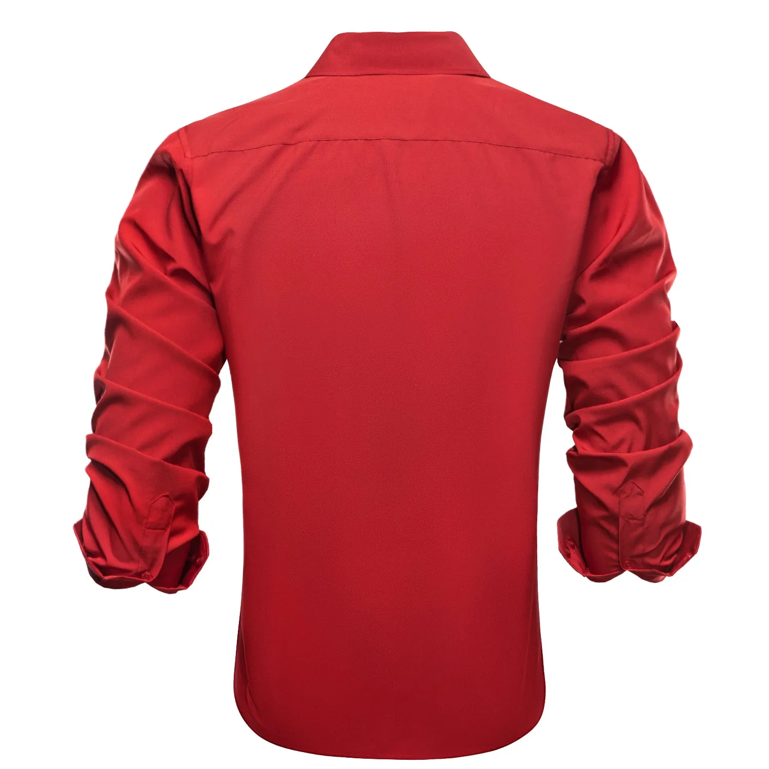 Classic Red Solid Men's Long Sleeve Business Shirt