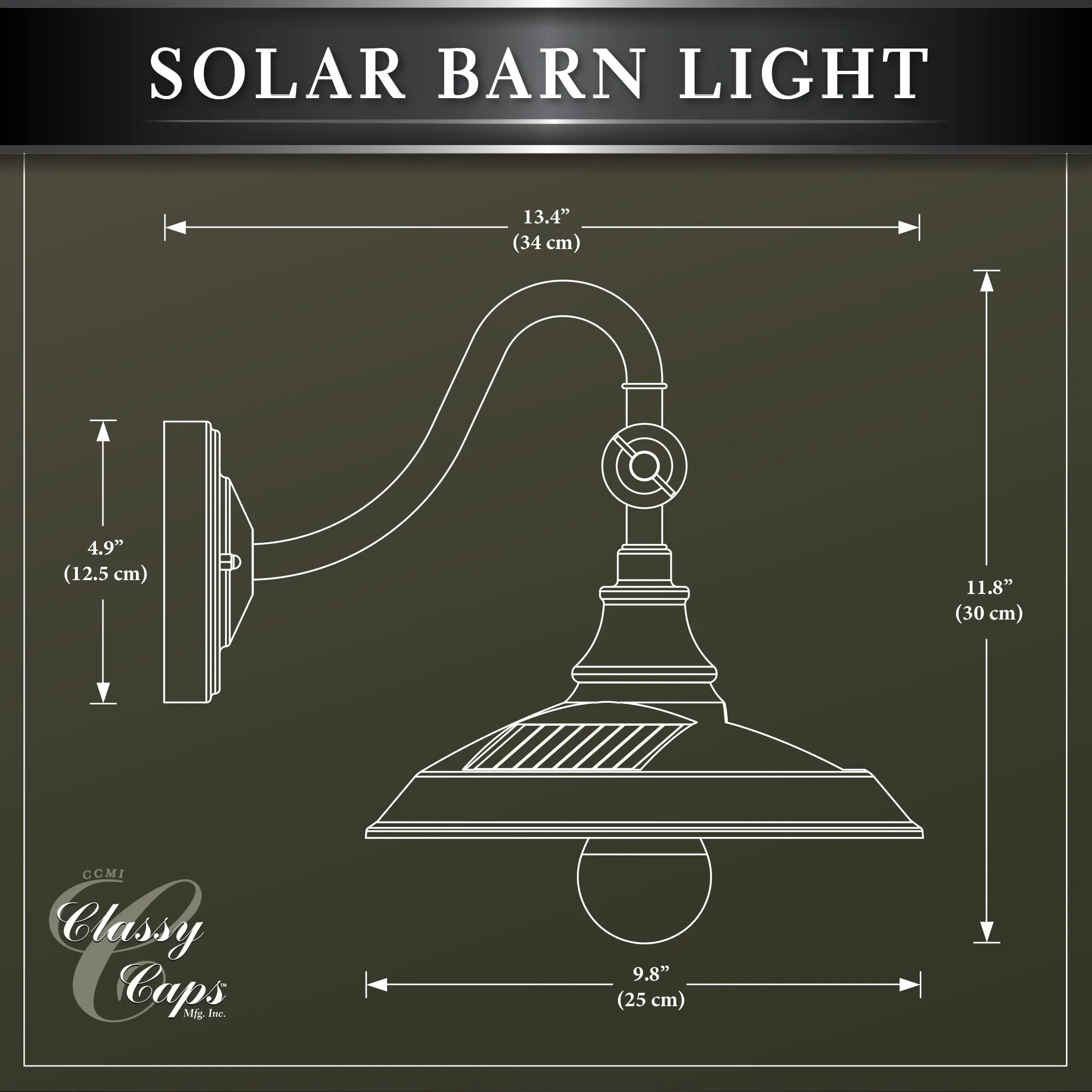 Classy Caps Dark Bronze Solar Barn Light SBL738