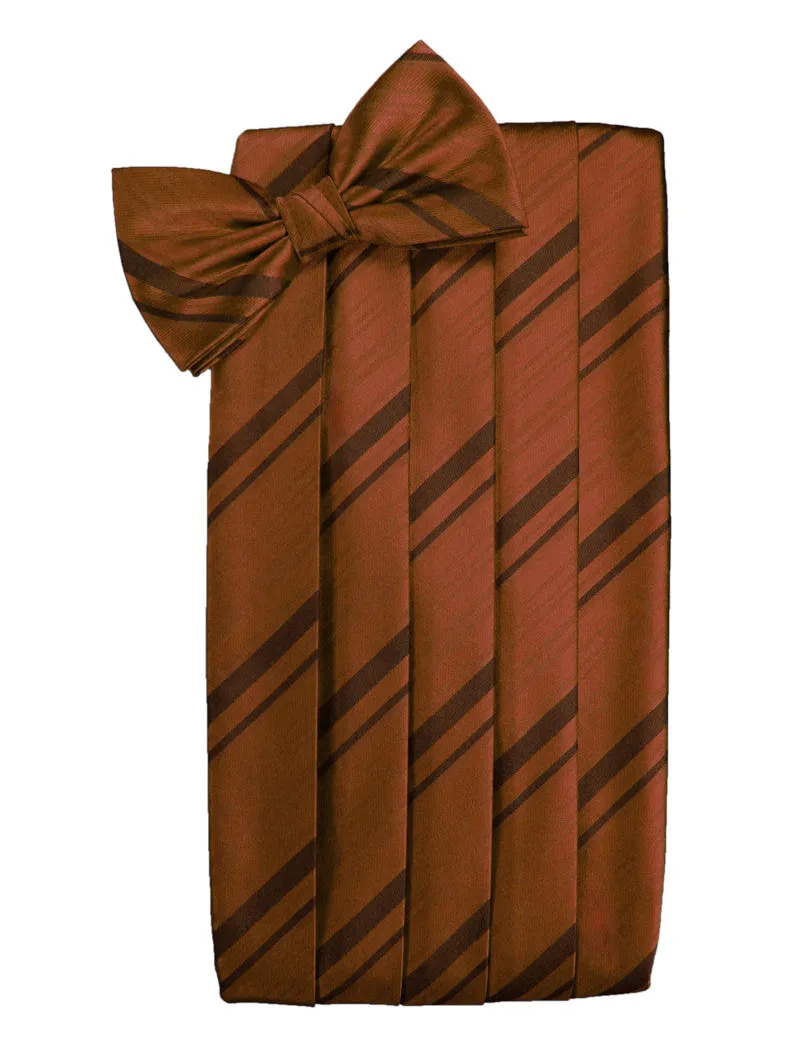 Cognac Striped Satin Cummerbund Set