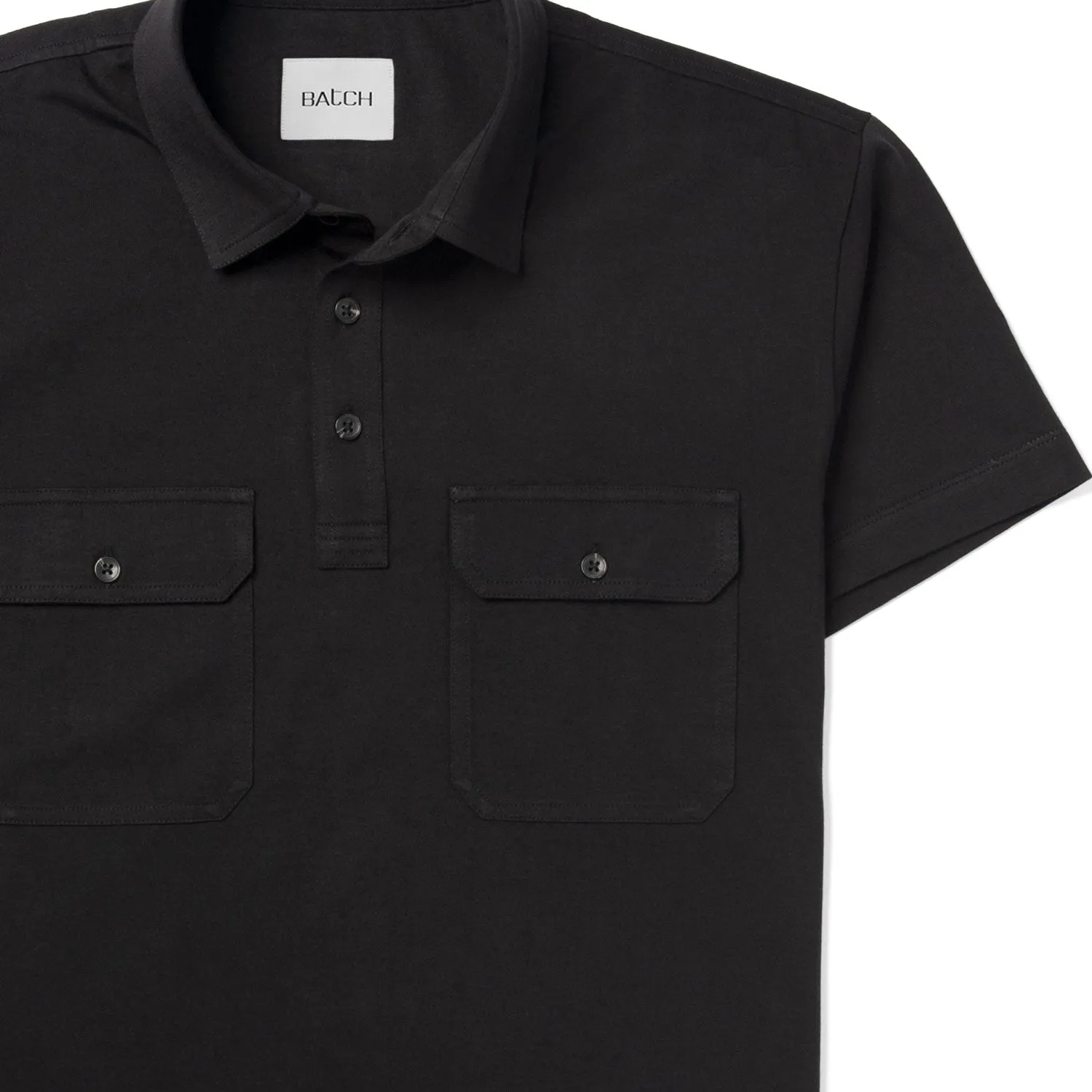 Constructor Short Sleeve Polo Shirt –  Black Cotton Jersey