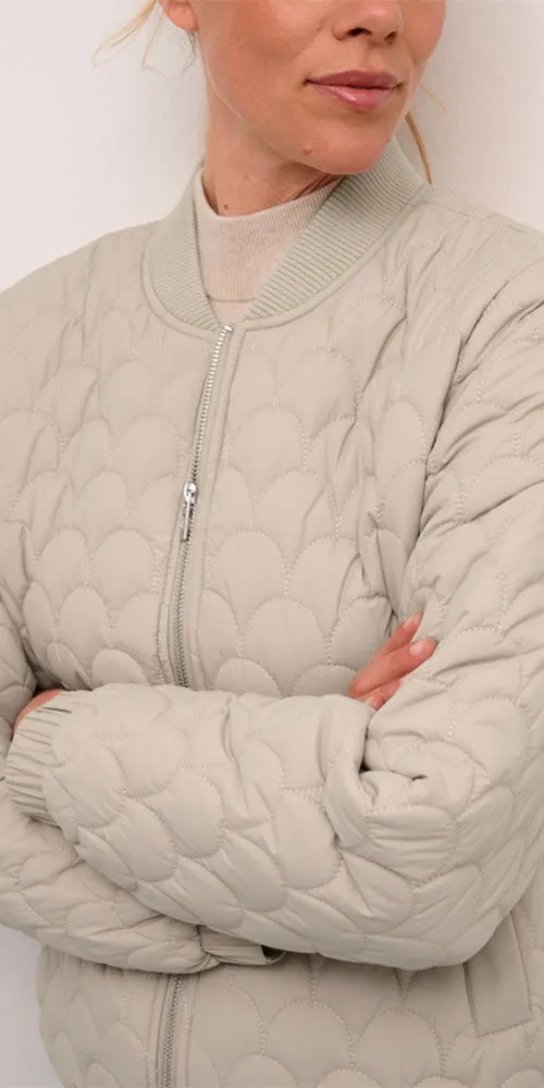 Cream Quilted Bomber