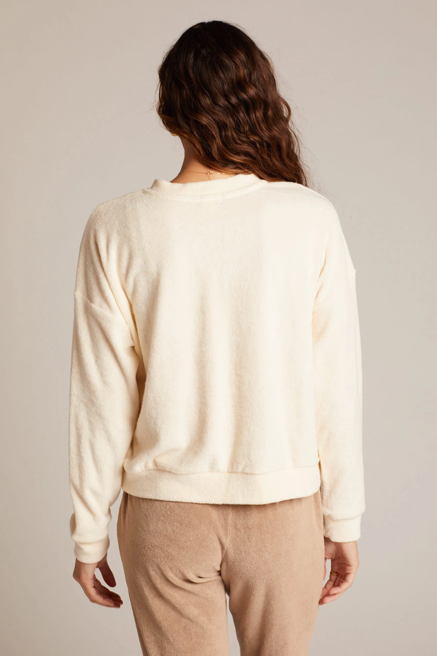 Creme Terry Henley Sweatshirt