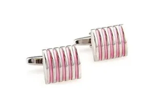 Curved Pink Enamel Stripe Cufflinks