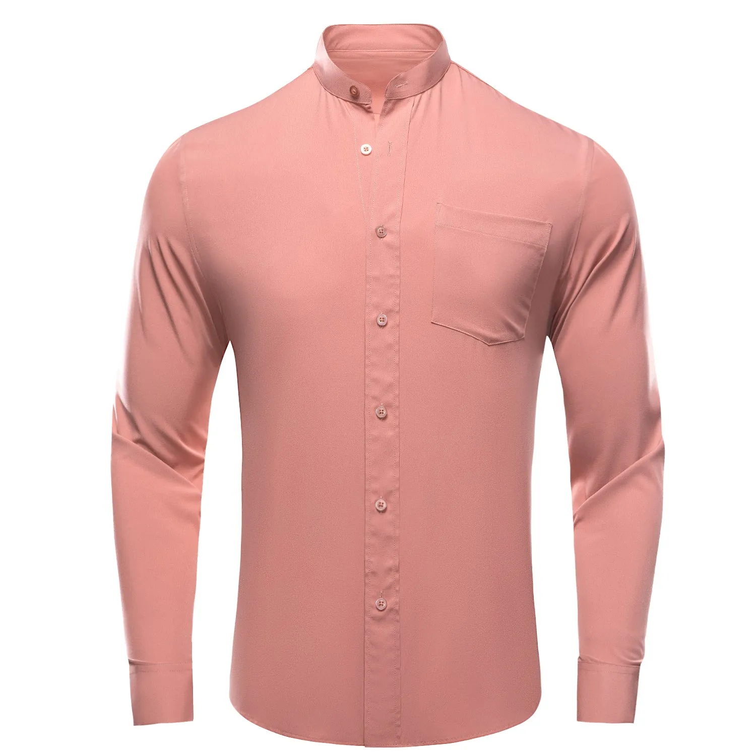 Deep Pink Solid Men's Long Sleeve Business Shirt