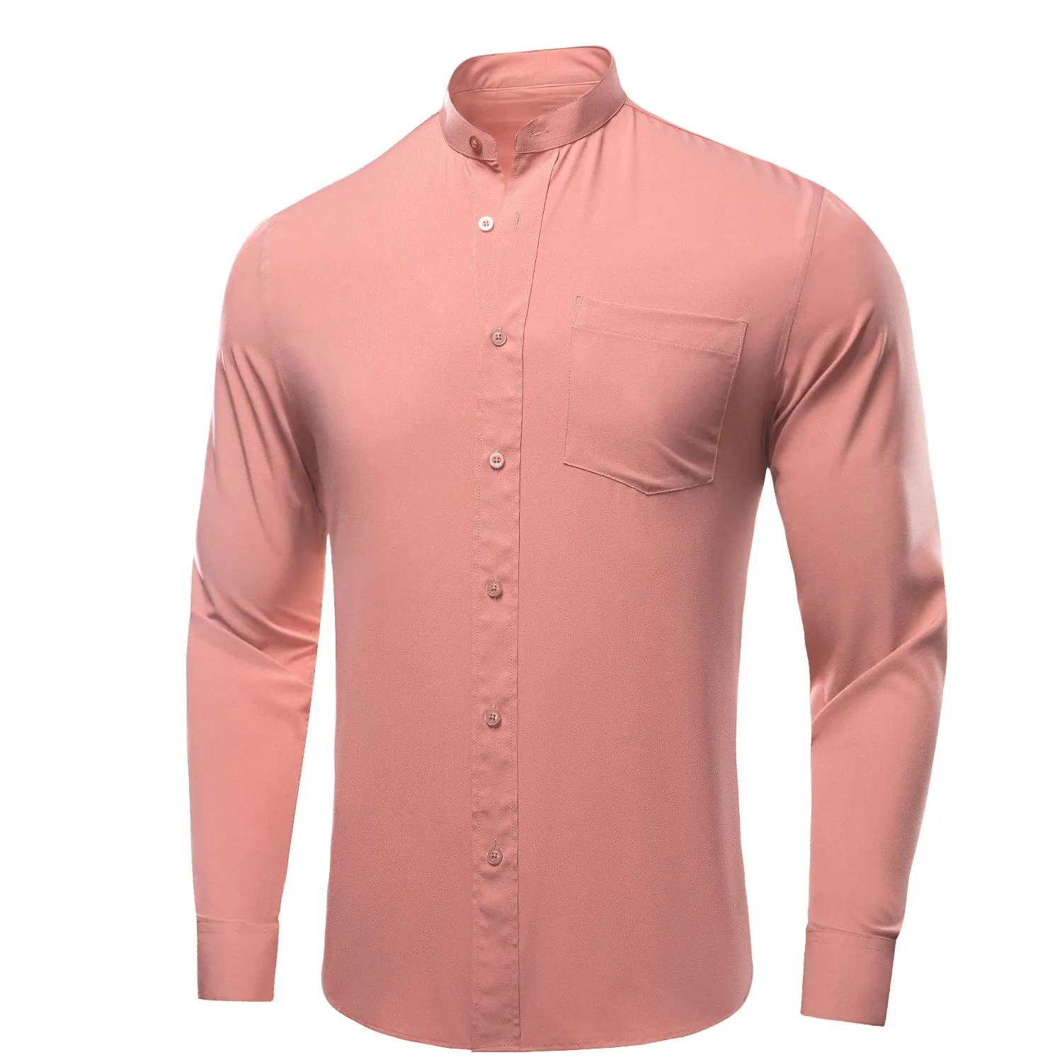 Deep Pink Solid Men's Long Sleeve Business Shirt