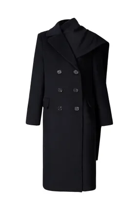 Detachable scarf wool coat