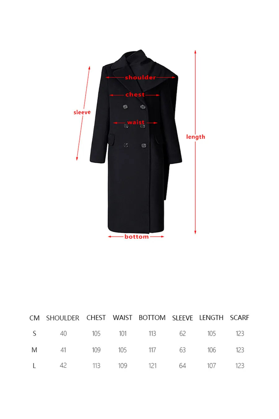 Detachable scarf wool coat