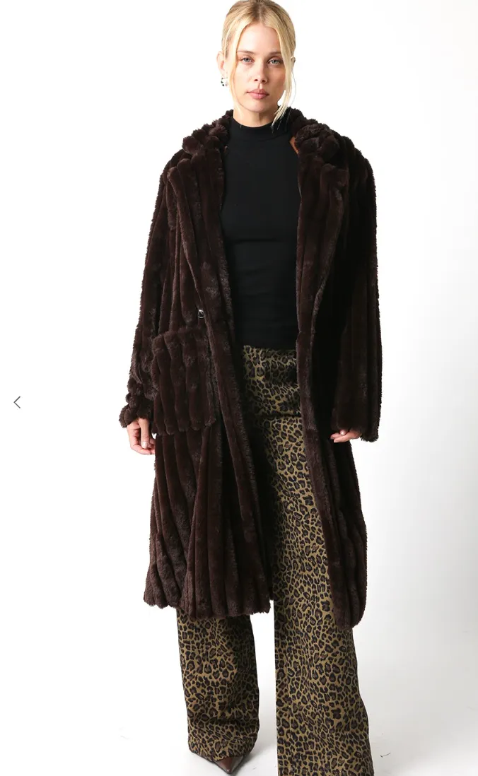 Devin Faux Fur Longline Coat