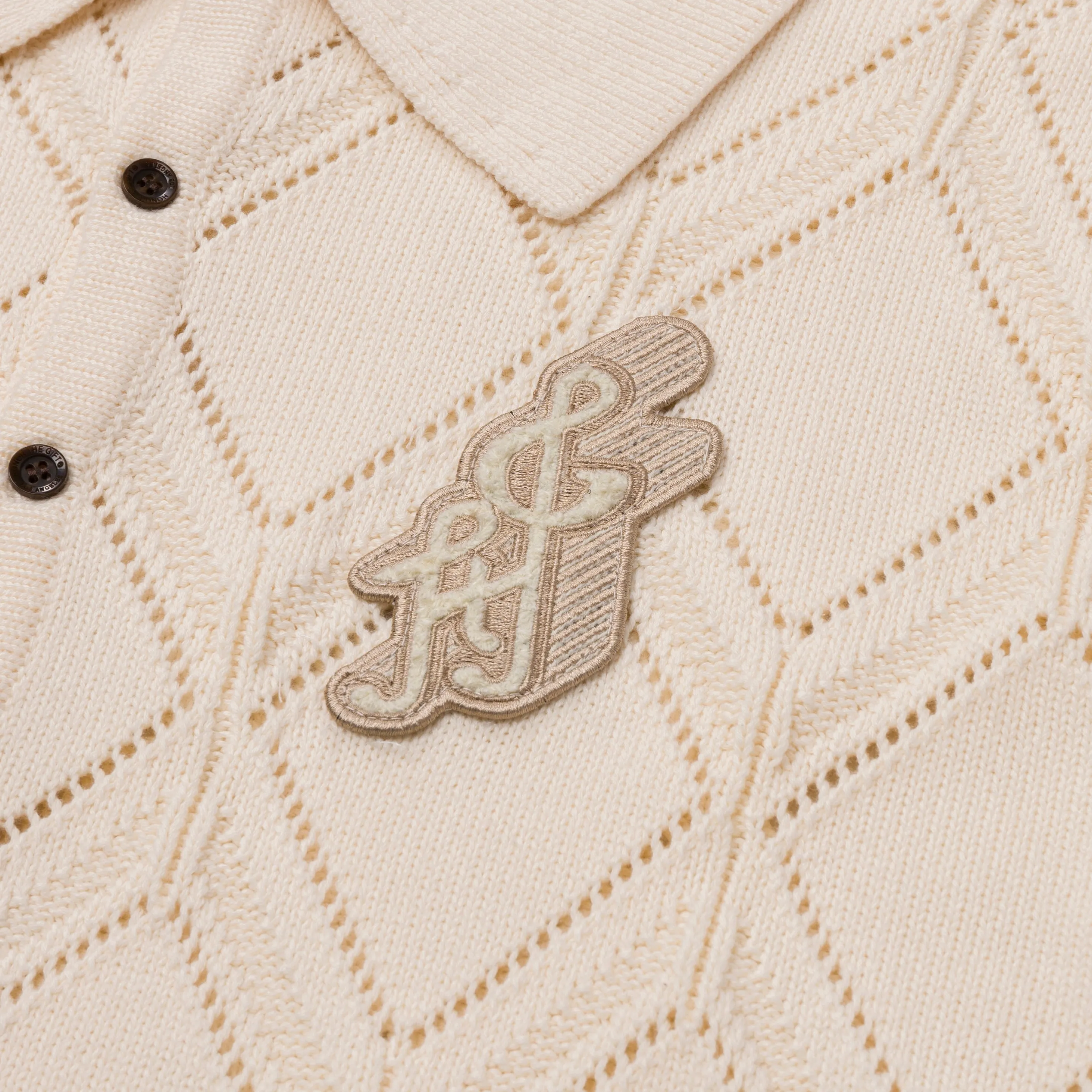 Diamond Knit Polo - Cream