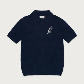 Diamond Knit Polo - Navy