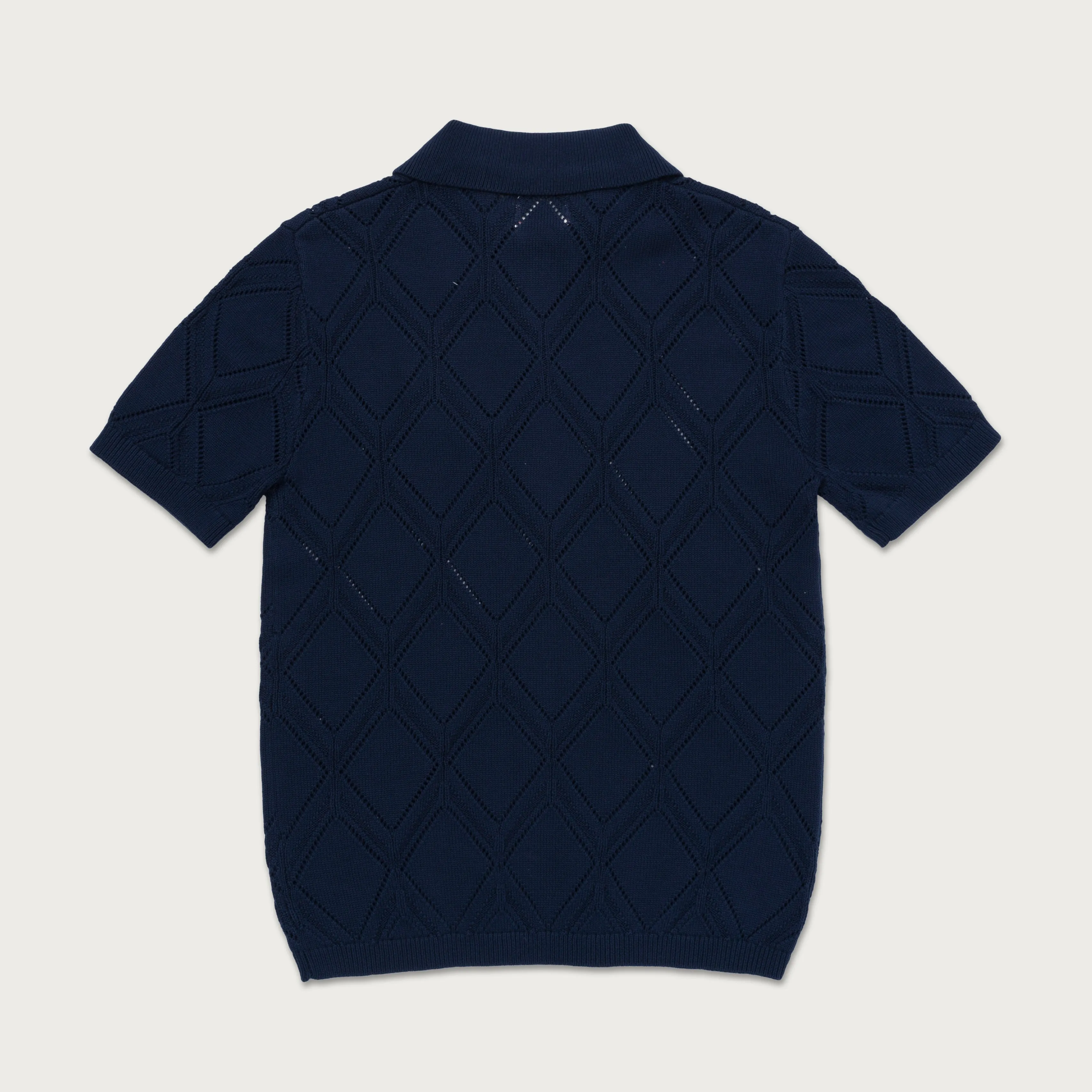 Diamond Knit Polo - Navy