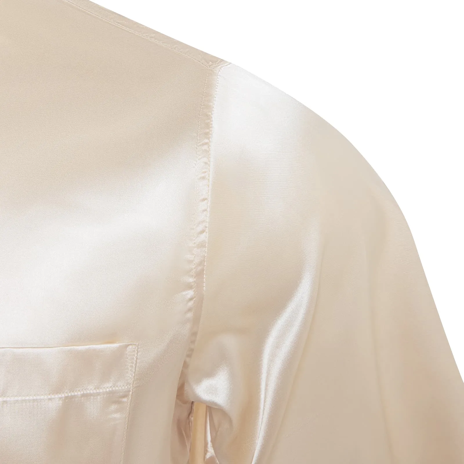 DiBanGu Dress Shirt Linen White Satin Solid Long Sleeve Button Up Shirt for Men