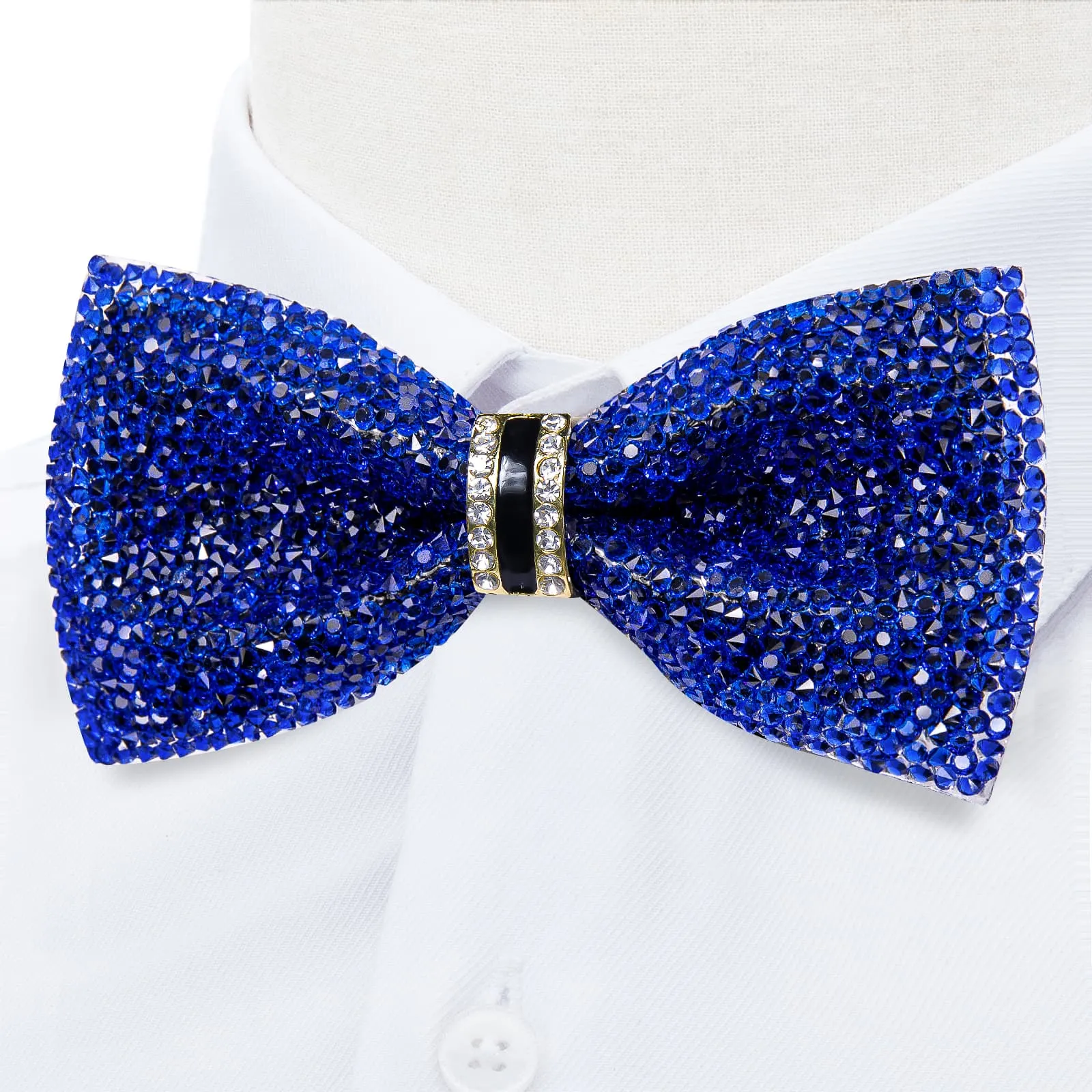 DiBanGu Imitation Diamond Bow Tie Cobalt Blue Crystal Men's Pre Tied Bow Ties