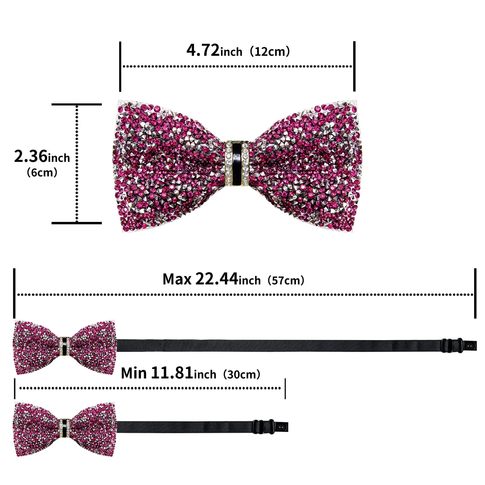 DiBanGu Imitation Diamond Bow Tie Purple Silver Crystal Men's Pre Tied Bow Ties