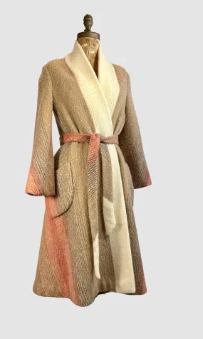 EARTH TONES Vera Maxwell Vintage 70s Chevron Coat • Small Medium