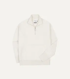 Ecru Cotton Quarter Zip Sweatshirt