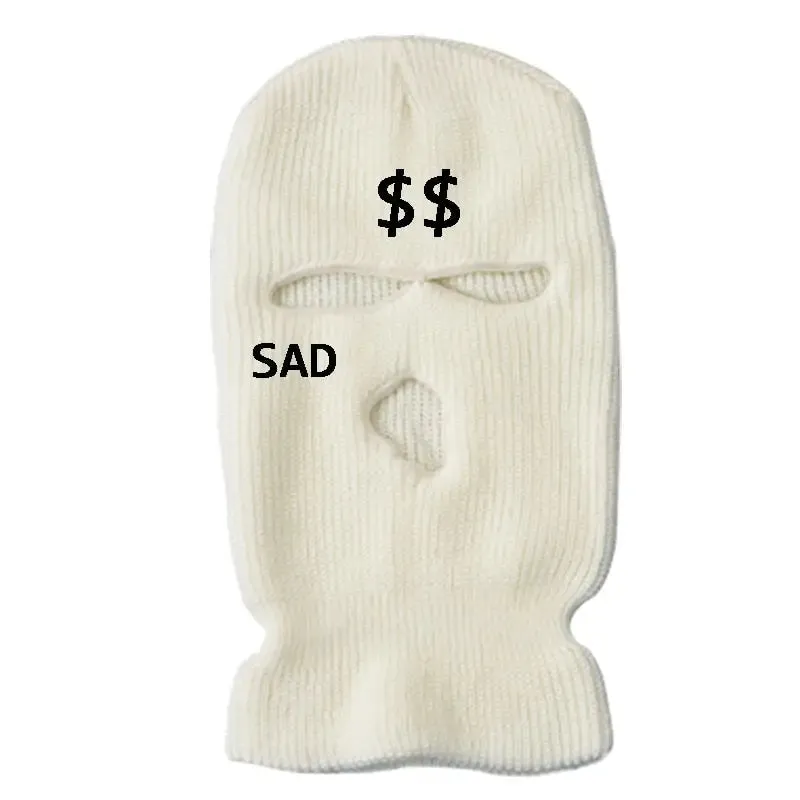 Embroidered knit Balaclava