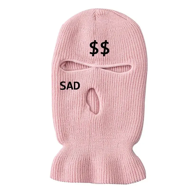 Embroidered knit Balaclava