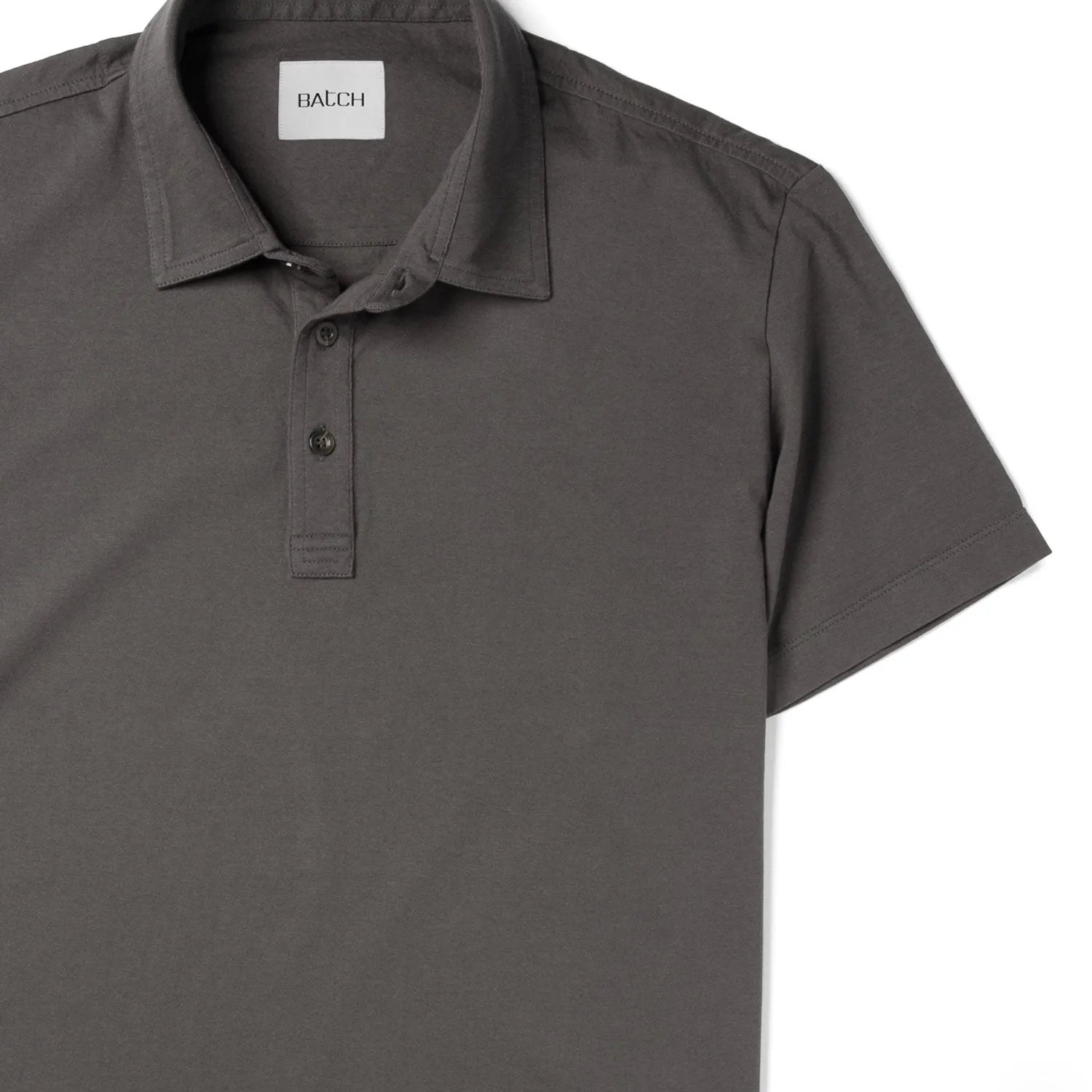 Essential Short Sleeve Polo Shirt –  Slate Gray Cotton Jersey