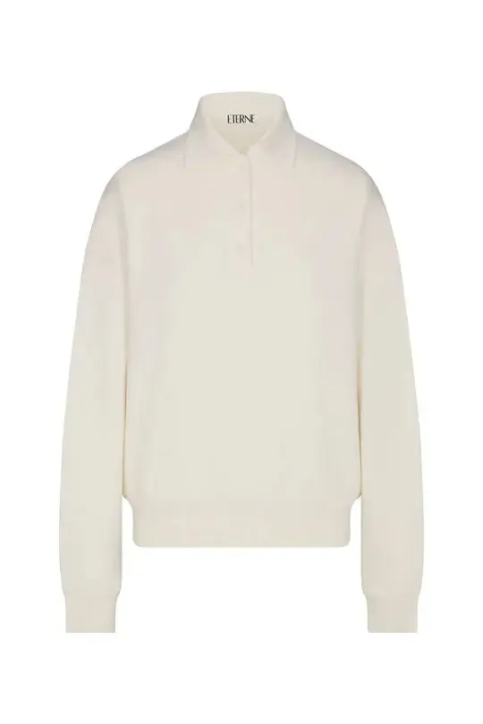 Eterne - Oversized Polo Sweatshirt in Cream