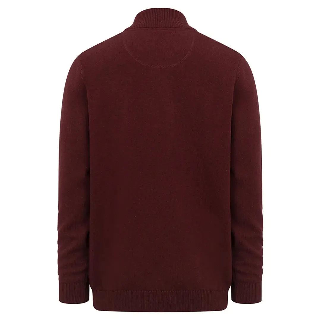 Falkirk Quarter Zip Pullover - Berry Red by Hoggs of Fife