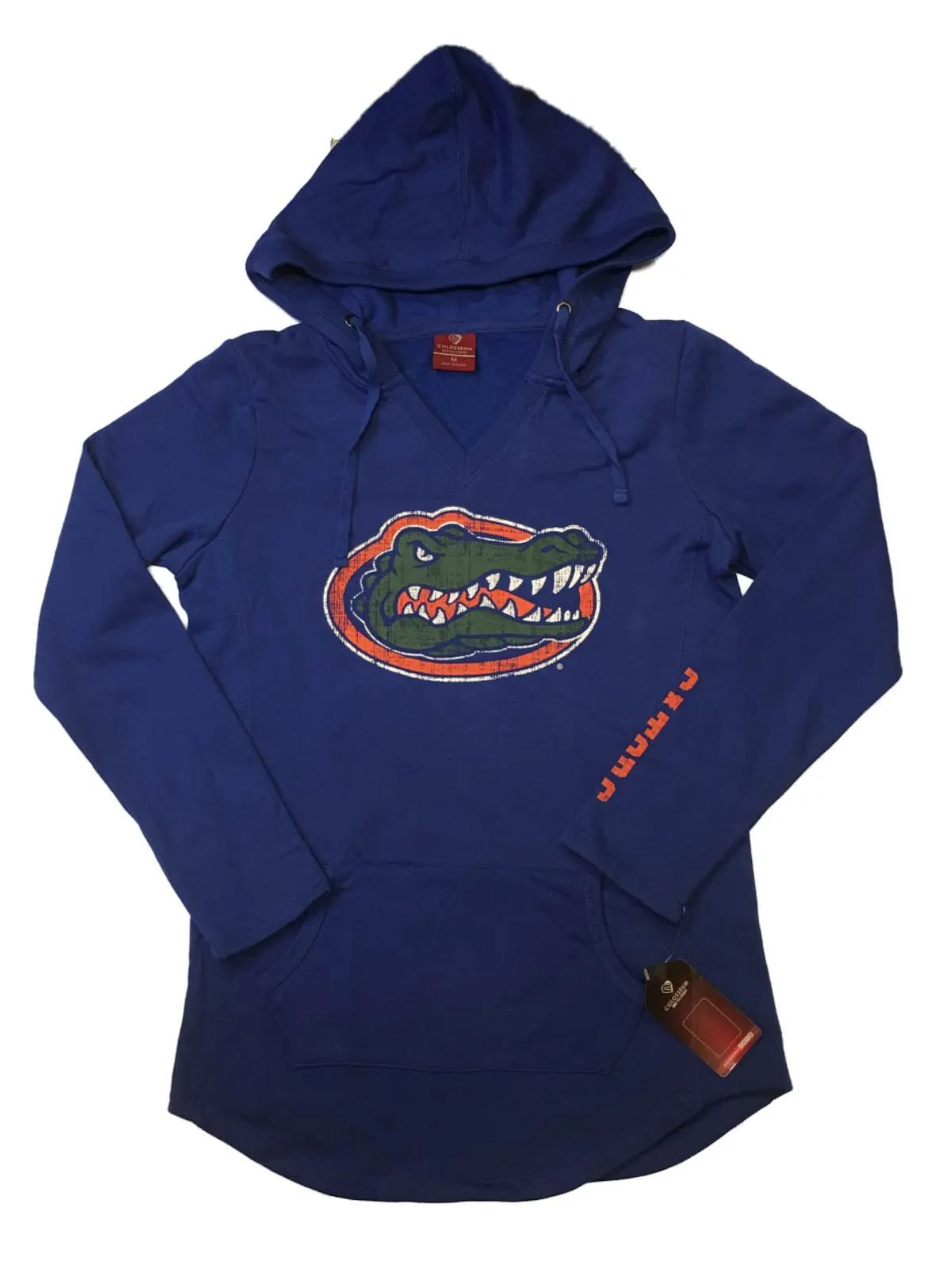 Florida Gators Colosseum WOMEN'S Blue Long Sleeve V-Neck Hoodie Sweatshirt (M)