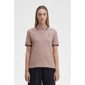 Fred Perry Ladies Dark Pink Polo with Burnt Tobacco Tipping