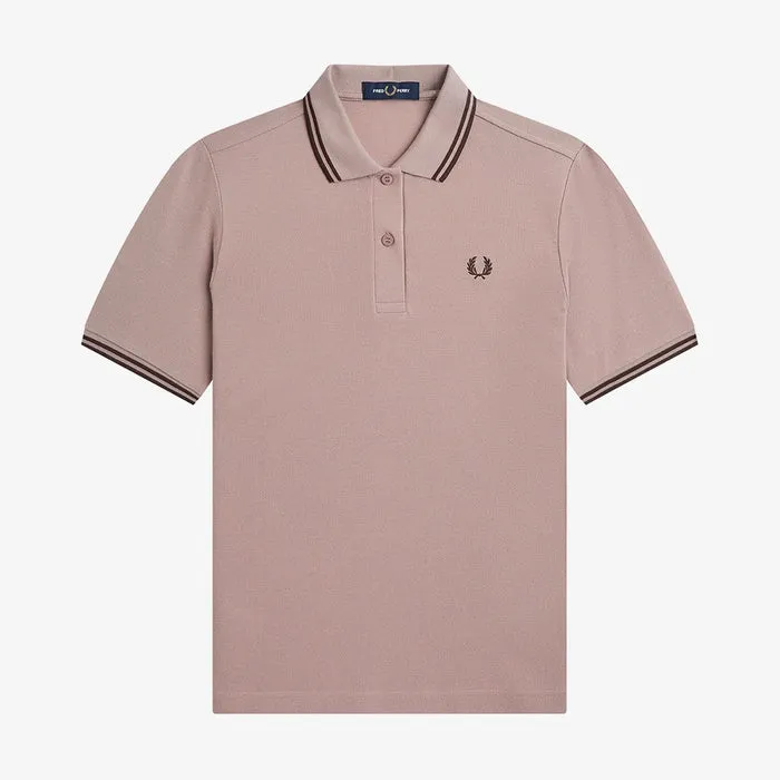 Fred Perry Ladies Dark Pink Polo with Burnt Tobacco Tipping