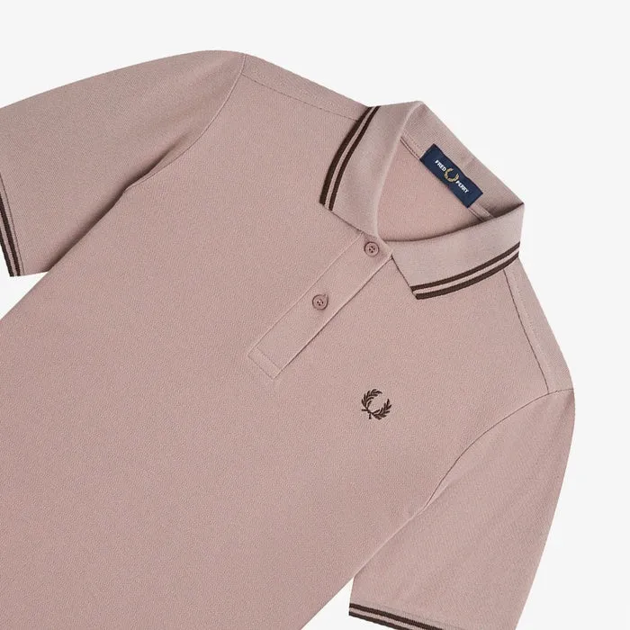 Fred Perry Ladies Dark Pink Polo with Burnt Tobacco Tipping