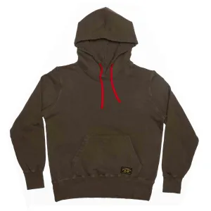 GARMENT DYED ORGANIC COTTON HOODED SWEATSHIRT - OLIVE