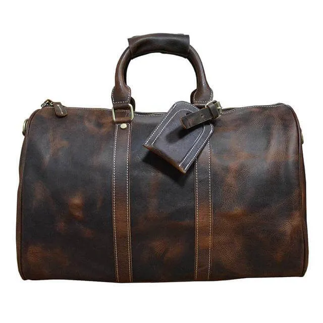 Glossy cow leather travel bag