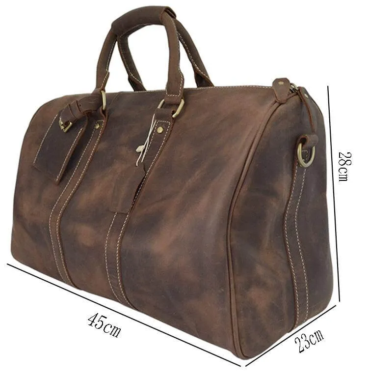 Glossy cow leather travel bag