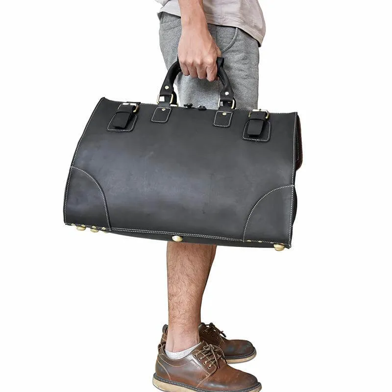 Glossy cow leather travel bag