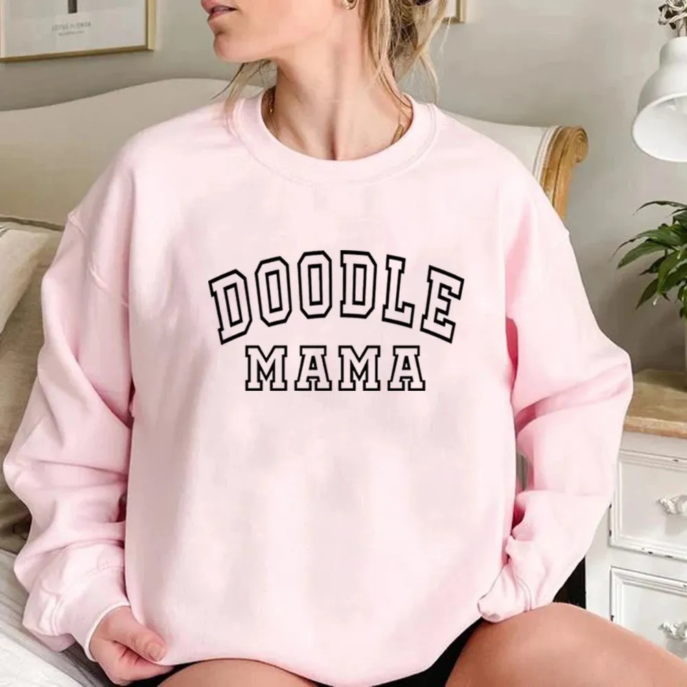 Golden Doodle Mama Sweatshirt – Casual Doodle Mom Long Sleeve Crewneck for Women