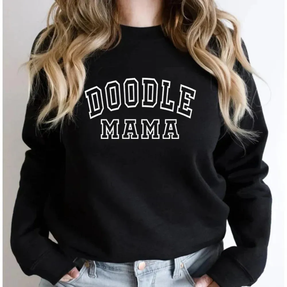 Golden Doodle Mama Sweatshirt – Casual Doodle Mom Long Sleeve Crewneck for Women