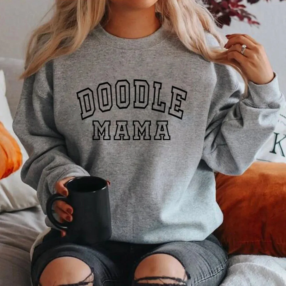 Golden Doodle Mama Sweatshirt – Casual Doodle Mom Long Sleeve Crewneck for Women