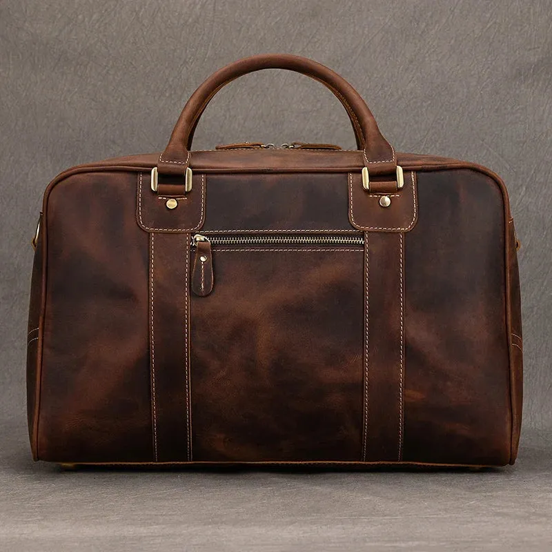 Handcrafted Crazy Horse Leather Travel Duffle