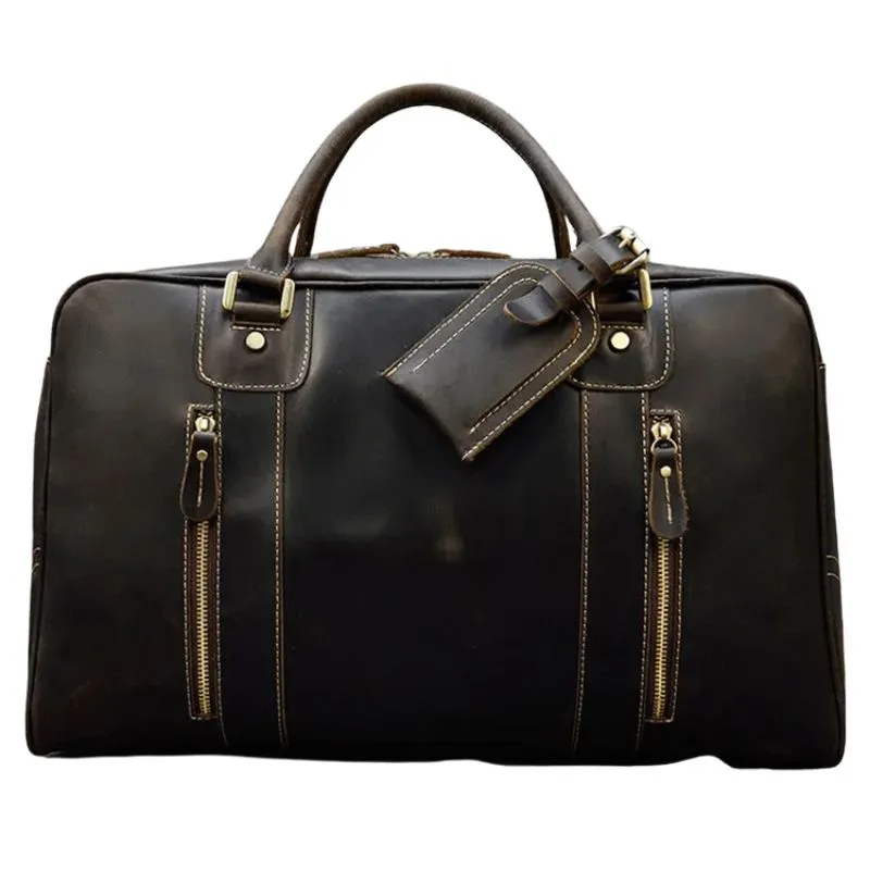 Handcrafted Crazy Horse Leather Travel Duffle