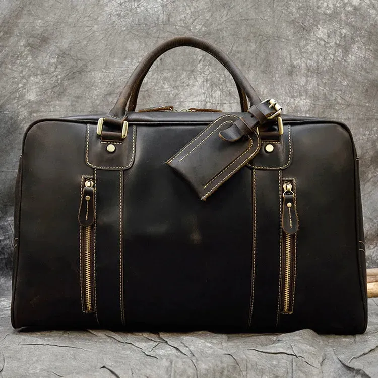 Handcrafted Crazy Horse Leather Travel Duffle