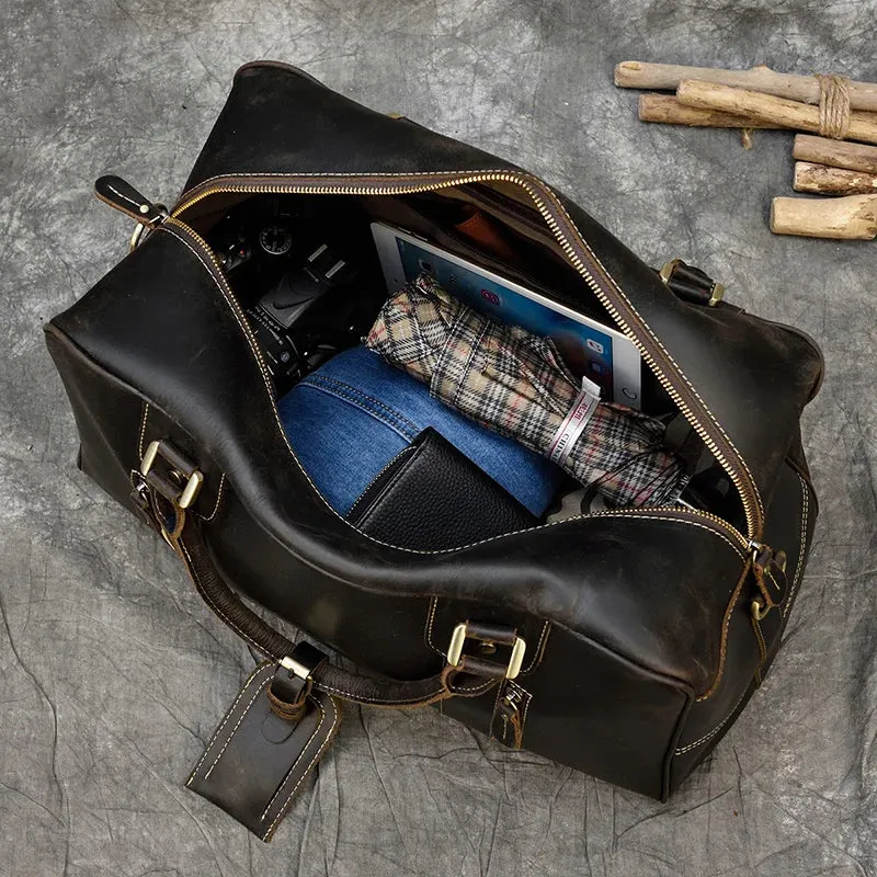 Handcrafted Crazy Horse Leather Travel Duffle