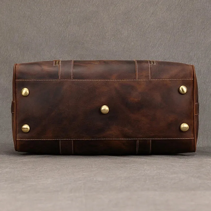 Handcrafted Crazy Horse Leather Travel Duffle