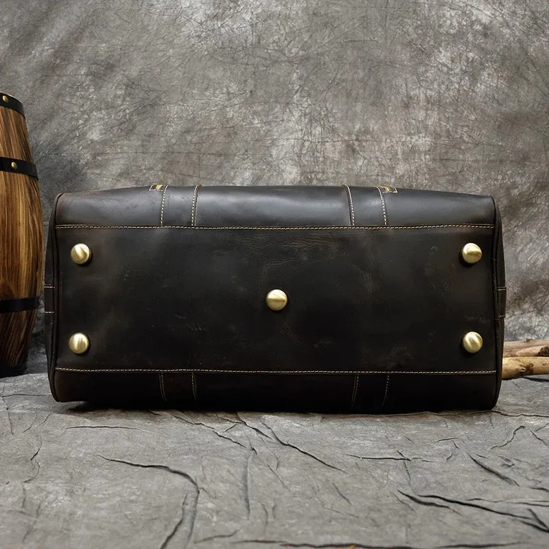 Handcrafted Crazy Horse Leather Travel Duffle