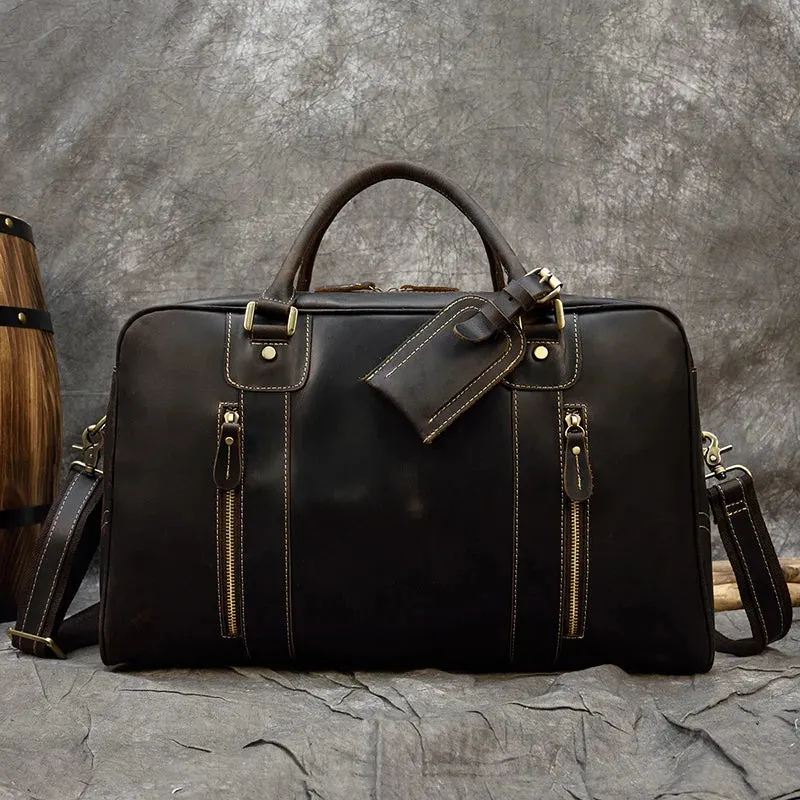 Handcrafted Crazy Horse Leather Travel Duffle