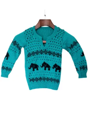 Handmade Woonie Knitted Graminarts Full Sleeve Pullover For Baby Boy- Jungle