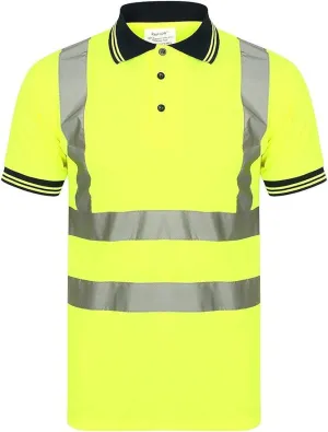 Hi Vis Visibility Polo T-Shirt Safety Reflective Tape PPE