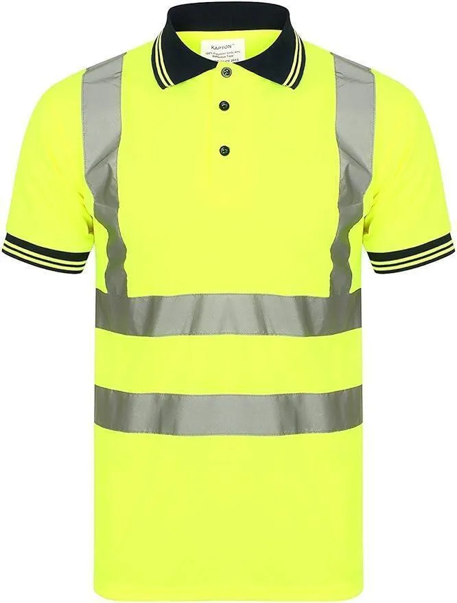 Hi Vis Visibility Polo T-Shirt Safety Reflective Tape PPE