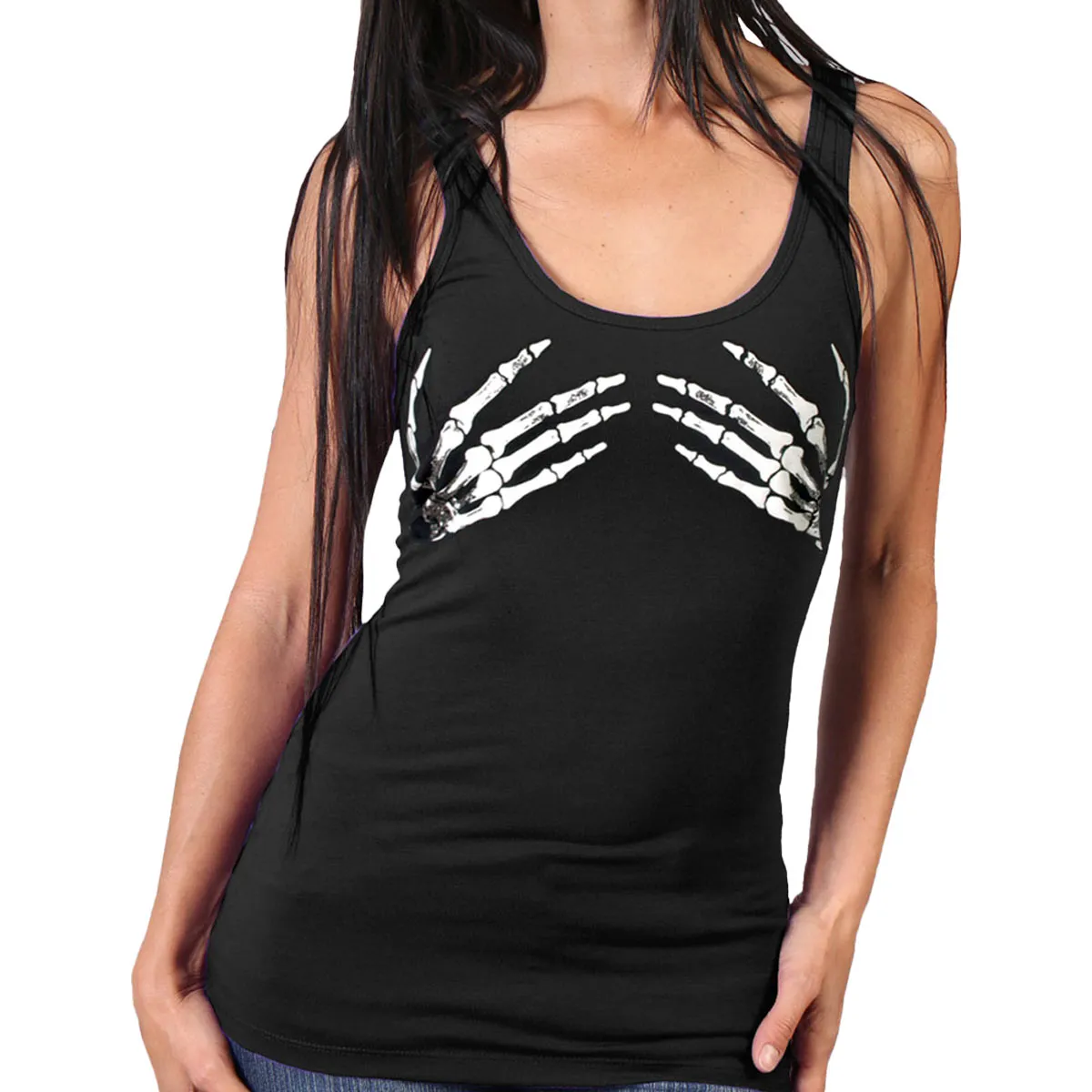 Hot Leathers GLR2074 Ladies Skeleton Hands Tank Top Shirt